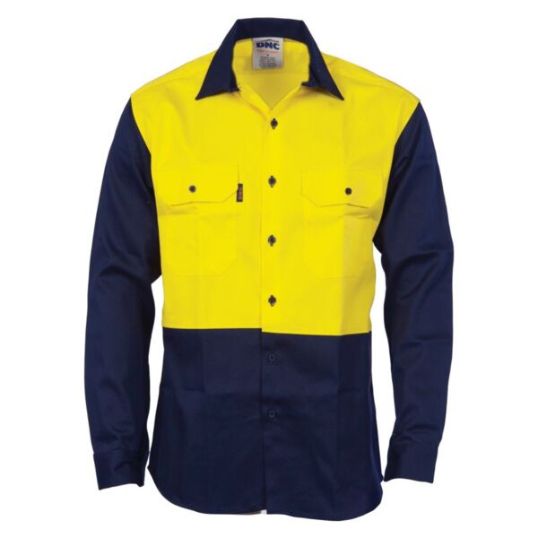 Mens Patron Saint® Flame Retardant Two Tone Drill Long Sleeve Shirt Thumbnail