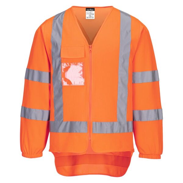 Hi-Vis X Back Zipped Vest Long Sleeve TTMC-W17  Thumbnail