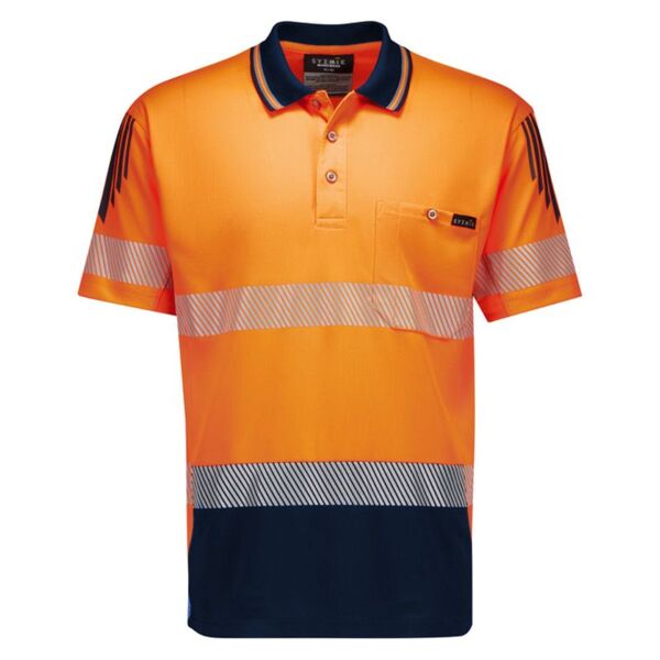 Mens Hi Vis Flux Segmented Tape Short Sleeve Polo Thumbnail