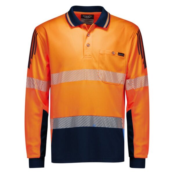 Mens Hi Vis Flux Segmented Tape Long Sleeve Polo Thumbnail
