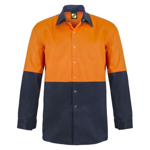 Mens Long Sleeve Two Tone Hi Vis Shirt With Studs Thumbnail